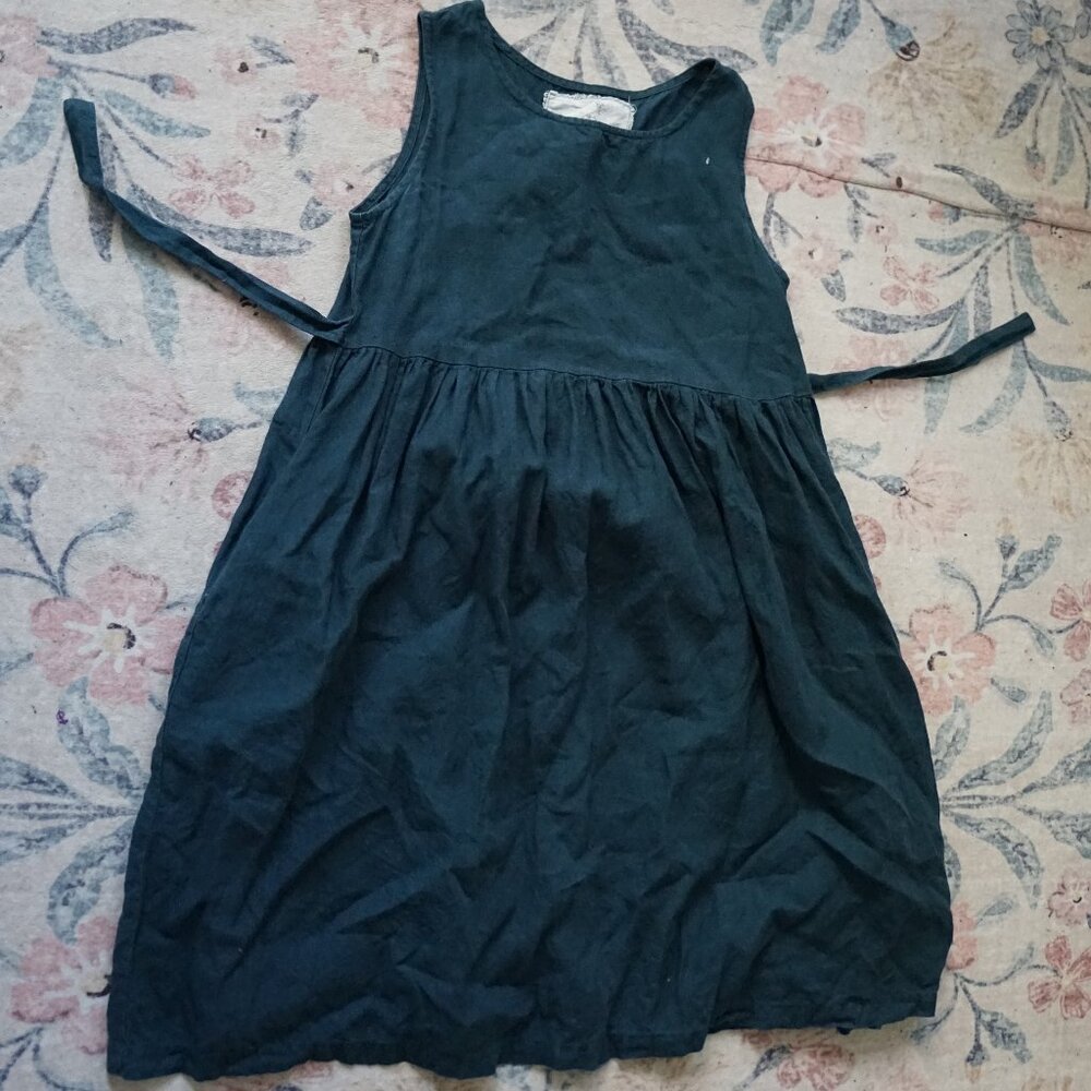 notPERFECTLINEN Emerald Green SMOCK dress (modified), M/L